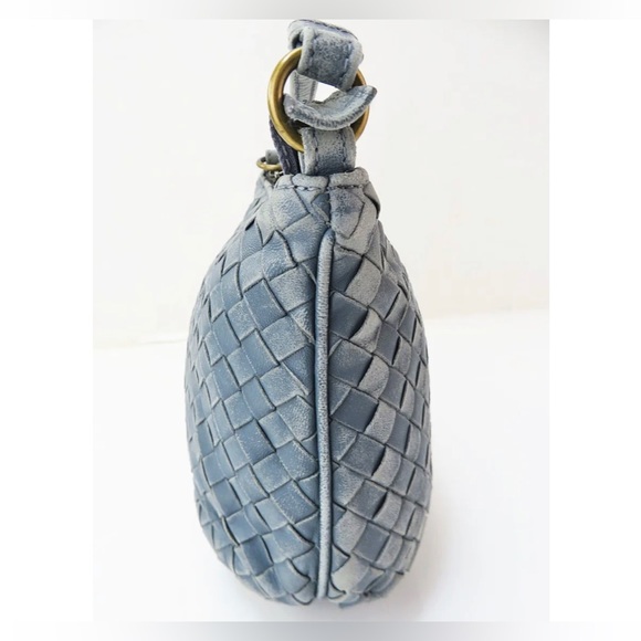 SOLD BOTTEGA VENETA Blue Leather Tote Shoulder Bag Purse - Picture 3 of 13